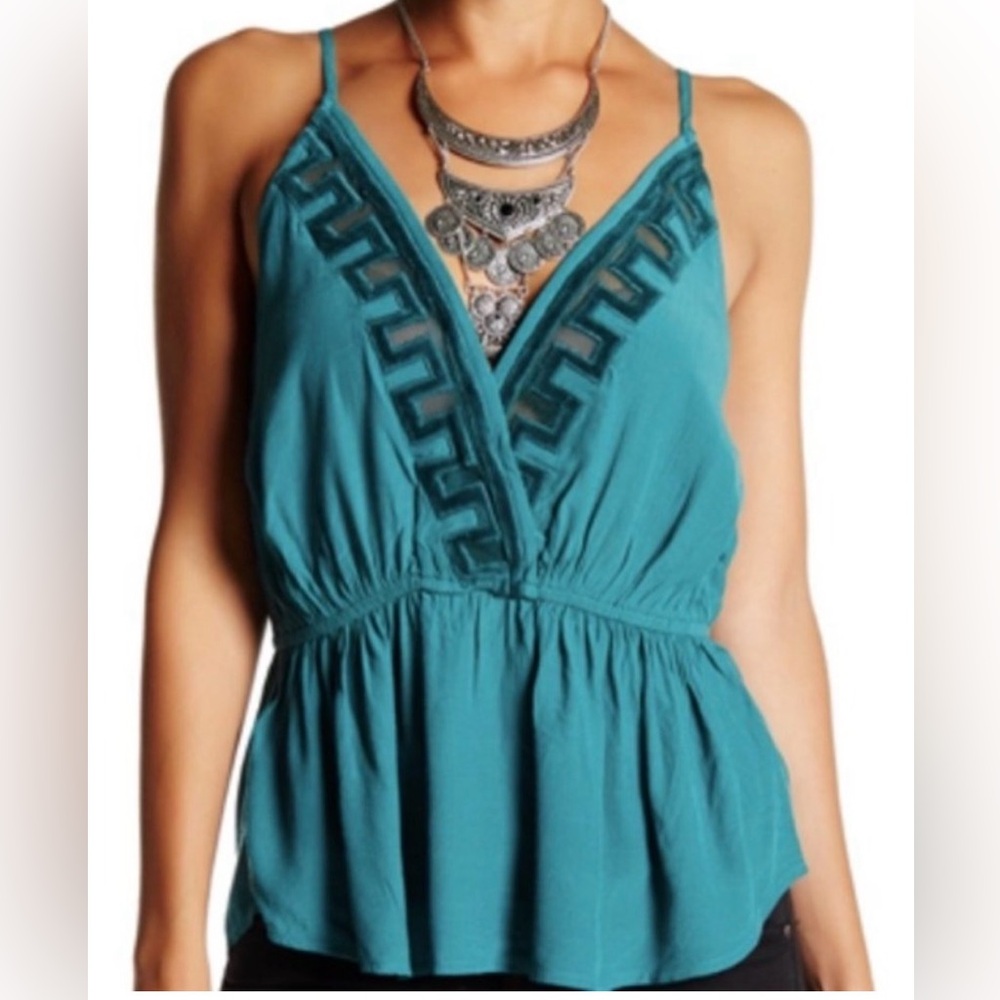 Free People - City Street Plunging Neck Tank Top /Teal Green/ M